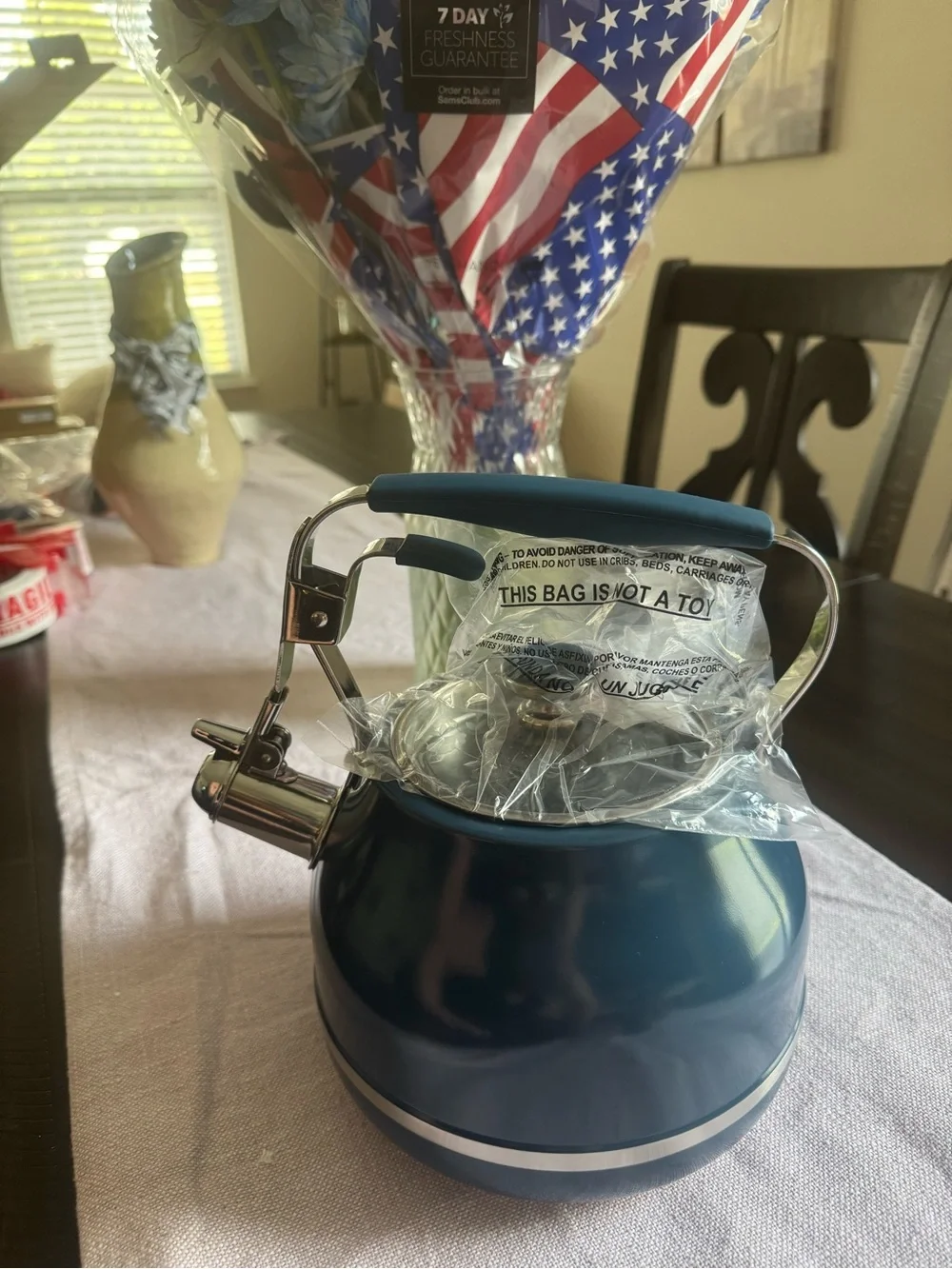 Princess House Navy Blue Whistling Tea Kettle